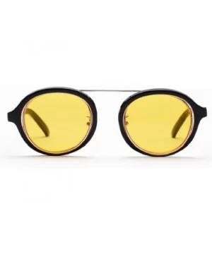 Round Frame Sunglasses - Fashion Men Women Retro Vintage UV 400 Glasses (Yellow) - Yellow - CV18E4UHRE8 $5.57 Aviator