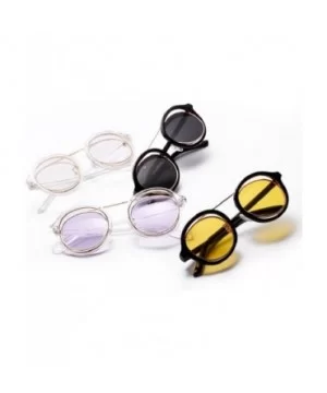 Round Frame Sunglasses - Fashion Men Women Retro Vintage UV 400 Glasses (Yellow) - Yellow - CV18E4UHRE8 $5.57 Aviator