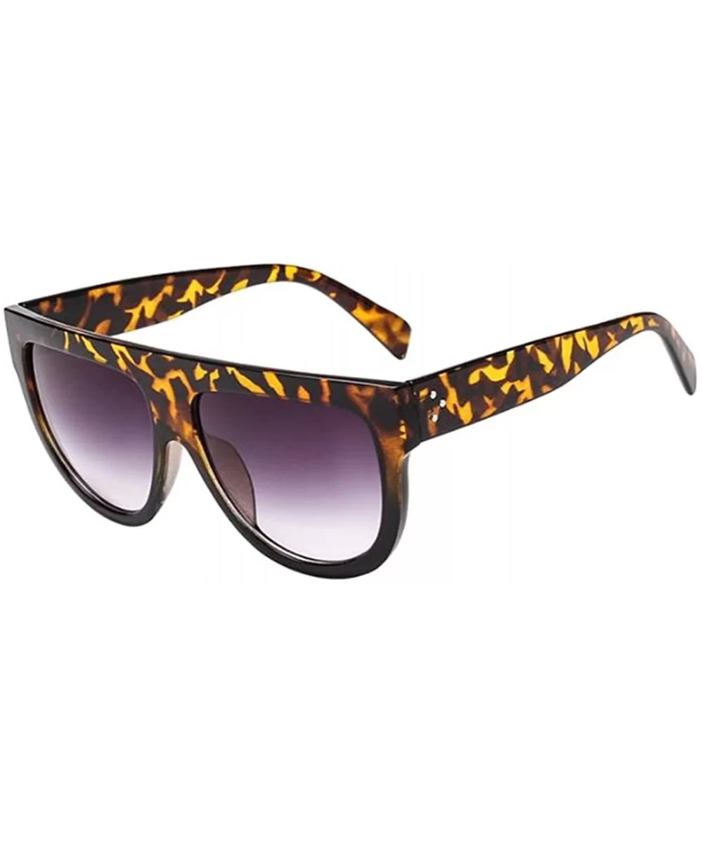 Women Men Flat Top Shield Oversized Tortoise Sunglasses UV400 Retro - Color 3 - CW18CX73QN5 $5.80 Oversized