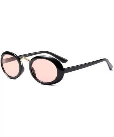 Women Fashion Fancy Retro Eyeglasses Party Eyewear Classic Oval Sunglasses - Black/Pink - CQ1805TW6HQ $8.16 Oval