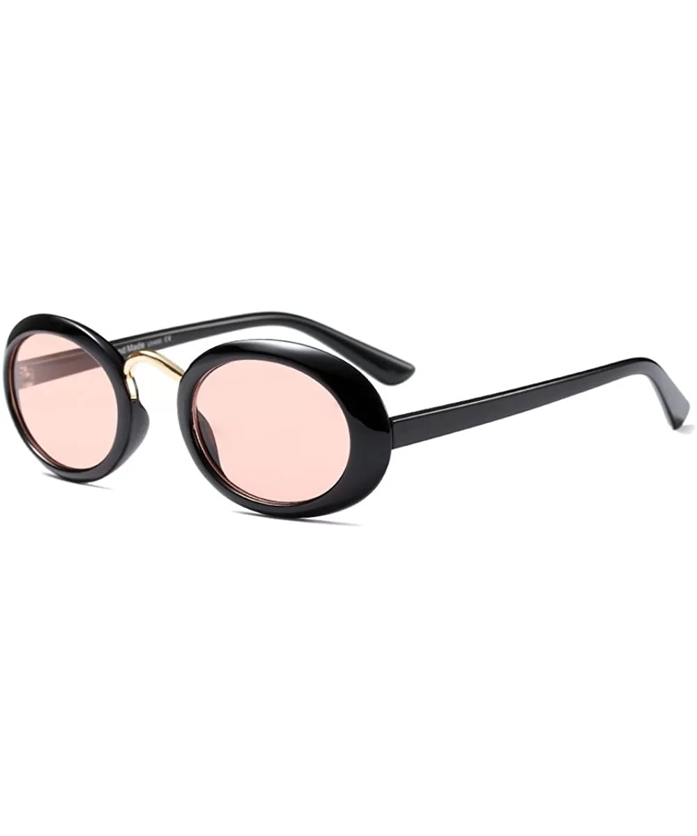 Women Fashion Fancy Retro Eyeglasses Party Eyewear Classic Oval Sunglasses - Black/Pink - CQ1805TW6HQ $8.16 Oval