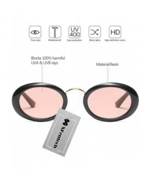 Women Fashion Fancy Retro Eyeglasses Party Eyewear Classic Oval Sunglasses - Black/Pink - CQ1805TW6HQ $8.16 Oval