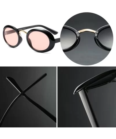 Women Fashion Fancy Retro Eyeglasses Party Eyewear Classic Oval Sunglasses - Black/Pink - CQ1805TW6HQ $8.16 Oval