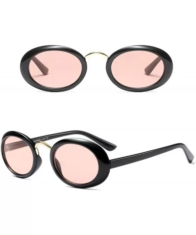 Women Fashion Fancy Retro Eyeglasses Party Eyewear Classic Oval Sunglasses - Black/Pink - CQ1805TW6HQ $8.16 Oval