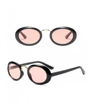 Women Fashion Fancy Retro Eyeglasses Party Eyewear Classic Oval Sunglasses - Black/Pink - CQ1805TW6HQ $8.16 Oval