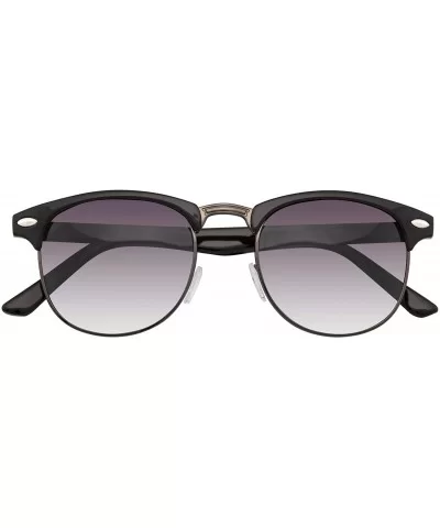 Vintage Inspired Classic Half Frame Horned Rim Sunglasses - Black - C711HH50FPX $5.41 Rimless