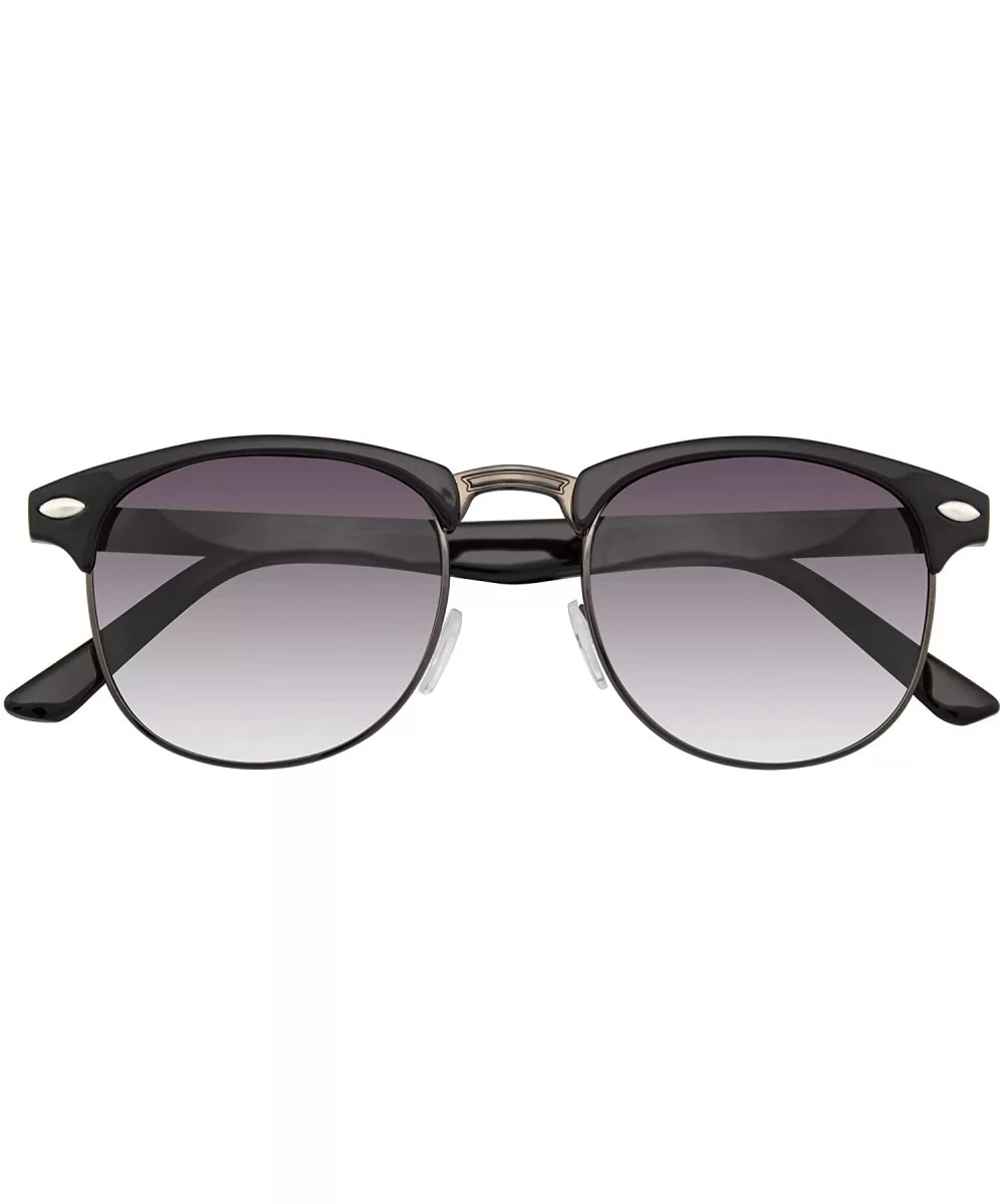 Vintage Inspired Classic Half Frame Horned Rim Sunglasses - Black - C711HH50FPX $5.41 Rimless