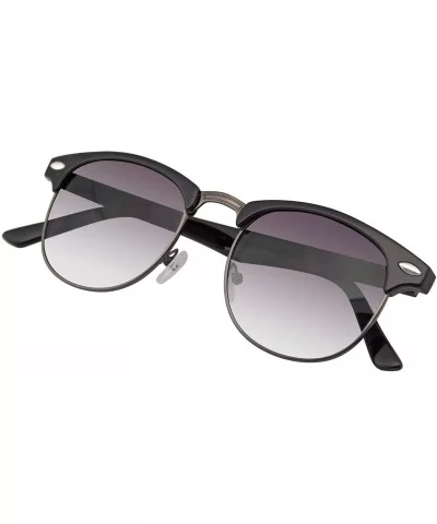 Vintage Inspired Classic Half Frame Horned Rim Sunglasses - Black - C711HH50FPX $5.41 Rimless