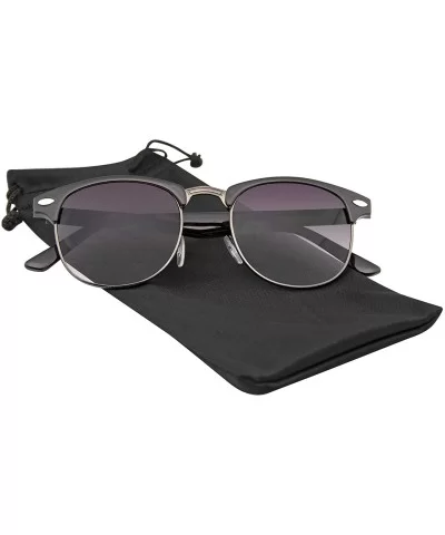 Vintage Inspired Classic Half Frame Horned Rim Sunglasses - Black - C711HH50FPX $5.41 Rimless