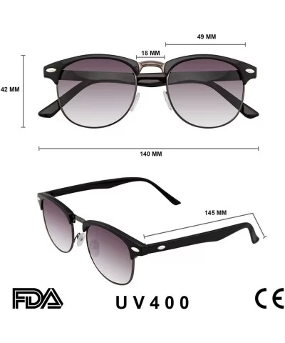 Vintage Inspired Classic Half Frame Horned Rim Sunglasses - Black - C711HH50FPX $5.41 Rimless