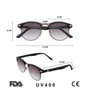 Vintage Inspired Classic Half Frame Horned Rim Sunglasses - Black - C711HH50FPX $5.41 Rimless