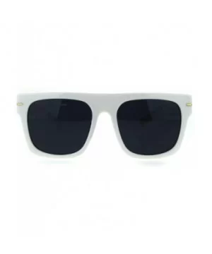 Vintage Retro Thick Plastic Flat Top Horn Rim Mob Sunglasses - White Black - CR18QK840NG $6.44 Rectangular