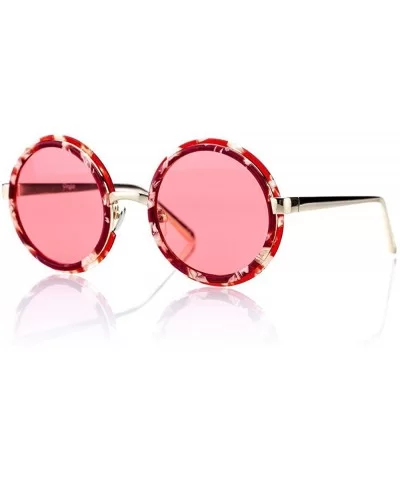 Steampunk Sunglasses Women Eye Googles Retro Acetate Alloy Glasses Gold - Red - C818YZWHYQL $47.69 Aviator