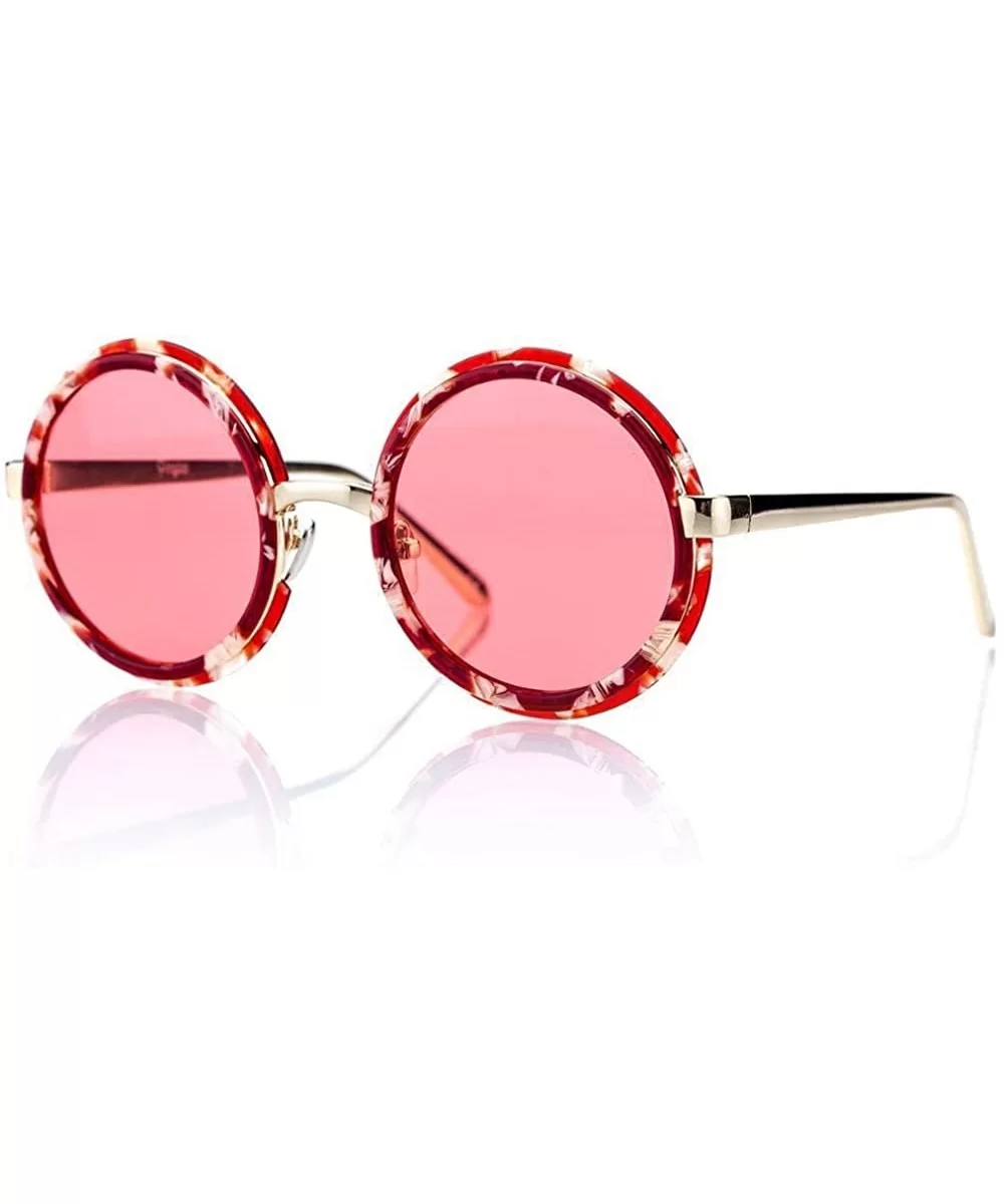 Steampunk Sunglasses Women Eye Googles Retro Acetate Alloy Glasses Gold - Red - C818YZWHYQL $47.69 Aviator