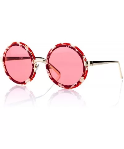 Steampunk Sunglasses Women Eye Googles Retro Acetate Alloy Glasses Gold - Red - C818YZWHYQL $47.69 Aviator