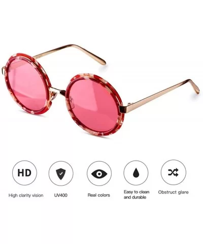 Steampunk Sunglasses Women Eye Googles Retro Acetate Alloy Glasses Gold - Red - C818YZWHYQL $47.69 Aviator