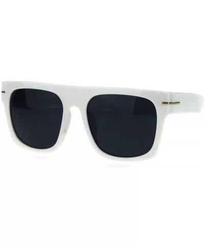 Vintage Retro Thick Plastic Flat Top Horn Rim Mob Sunglasses - White Black - CR18QK840NG $6.44 Rectangular