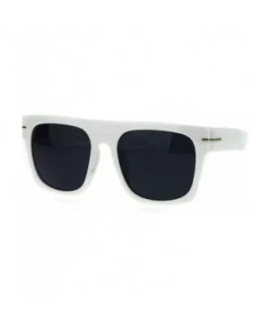 Vintage Retro Thick Plastic Flat Top Horn Rim Mob Sunglasses - White Black - CR18QK840NG $6.44 Rectangular