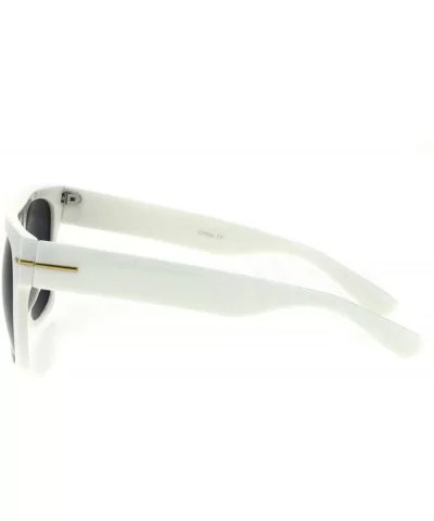 Vintage Retro Thick Plastic Flat Top Horn Rim Mob Sunglasses - White Black - CR18QK840NG $6.44 Rectangular