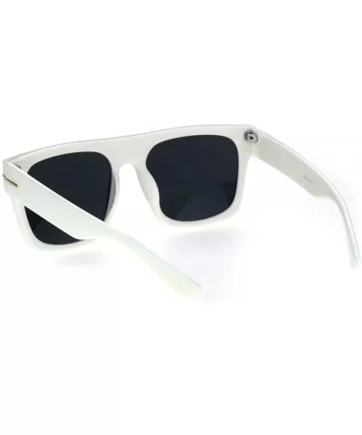 Vintage Retro Thick Plastic Flat Top Horn Rim Mob Sunglasses - White Black - CR18QK840NG $6.44 Rectangular