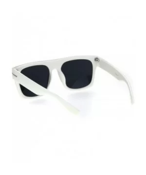 Vintage Retro Thick Plastic Flat Top Horn Rim Mob Sunglasses - White Black - CR18QK840NG $6.44 Rectangular