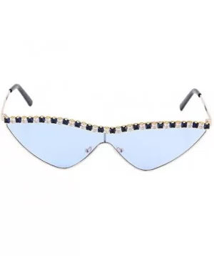 Vintage Cat Eye Diamond Crystal Sunglasses for Women Oversized Plastic Frame - Blue Lens/Diamond - CE197LZIMNU $10.77 Oversized