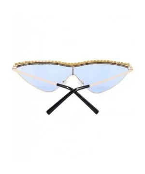 Vintage Cat Eye Diamond Crystal Sunglasses for Women Oversized Plastic Frame - Blue Lens/Diamond - CE197LZIMNU $10.77 Oversized