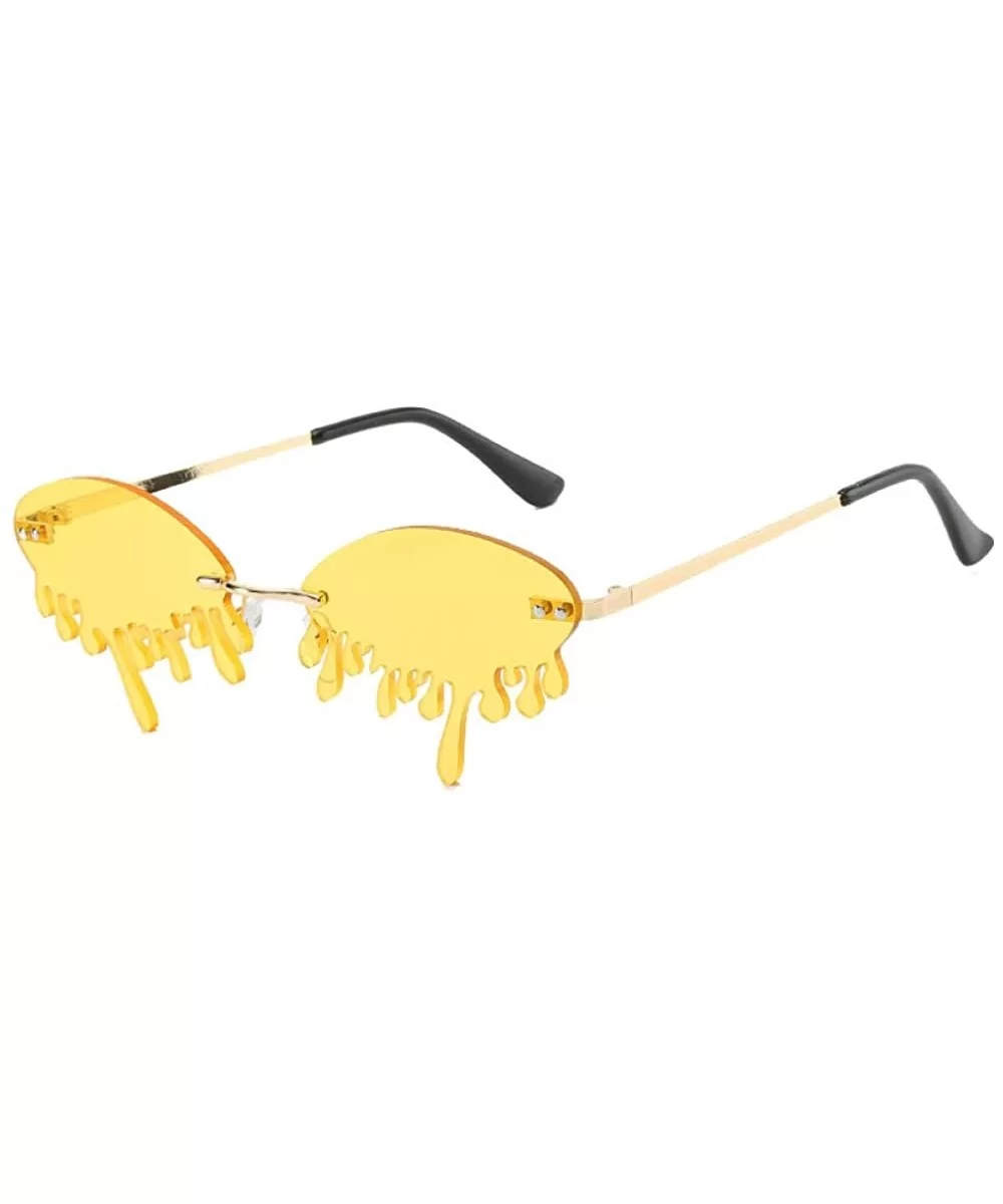 Sunglasses Trending Irregular Eyewear Rimless - Yellow - CB198Q4N3RC $5.40 Oversized