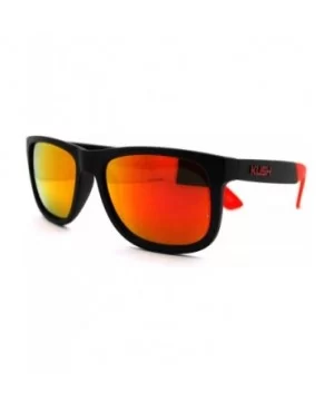 Kush Pot Logo Rectangular Mens Sporty Horned Style Sunglasses - Black Red - CI11KP5VRF9 $6.58 Rectangular