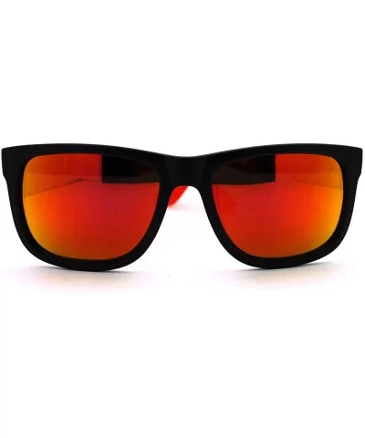 Kush Pot Logo Rectangular Mens Sporty Horned Style Sunglasses - Black Red - CI11KP5VRF9 $6.58 Rectangular