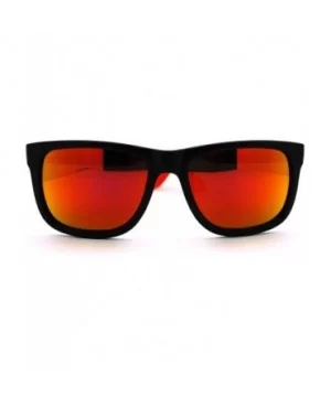 Kush Pot Logo Rectangular Mens Sporty Horned Style Sunglasses - Black Red - CI11KP5VRF9 $6.58 Rectangular