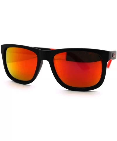 Kush Pot Logo Rectangular Mens Sporty Horned Style Sunglasses - Black Red - CI11KP5VRF9 $6.58 Rectangular