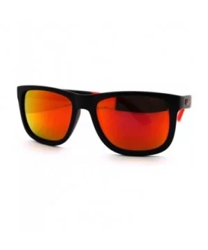 Kush Pot Logo Rectangular Mens Sporty Horned Style Sunglasses - Black Red - CI11KP5VRF9 $6.58 Rectangular