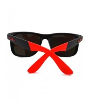 Kush Pot Logo Rectangular Mens Sporty Horned Style Sunglasses - Black Red - CI11KP5VRF9 $6.58 Rectangular