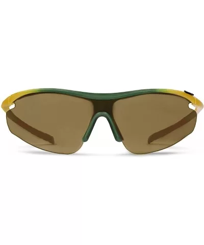 Zeta Yellow Hiking/Mountain Biking Sunglasses with ZEISS P8010 Brown Tri-flection Lenses - CT18KMOIK0L $15.11 Sport