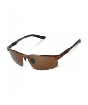 Sports Sunglasses for Men Fashion Semi Frame Polarized Sunglasses DC8188 - Brown Frame Brown Lens - C7186REL2NS $18.50 Sport