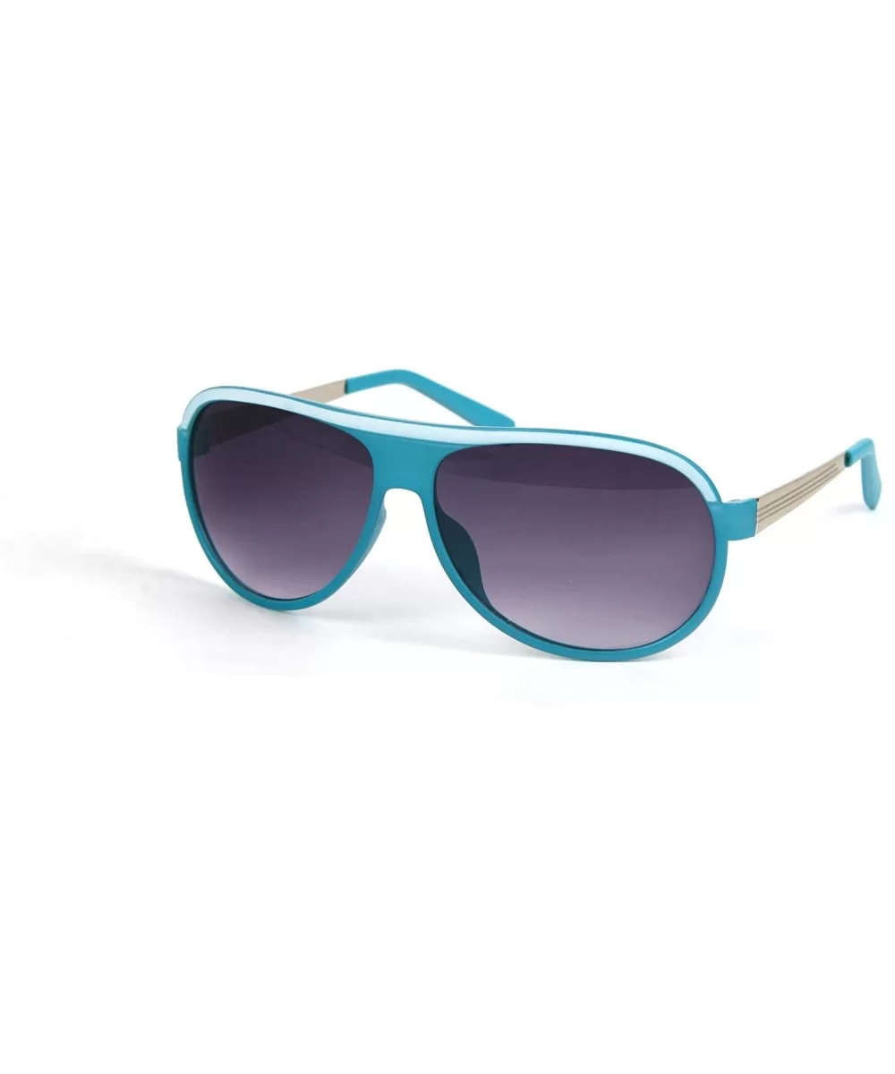 Fashion Color Frame Aviator Metal Temple Style Sunglasses P2060 - Blue-gradient Smoke Lens - CD11BOTI4GF $7.00 Aviator