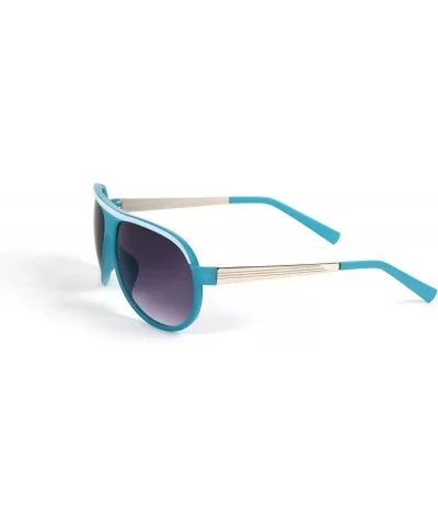 Fashion Color Frame Aviator Metal Temple Style Sunglasses P2060 - Blue-gradient Smoke Lens - CD11BOTI4GF $7.00 Aviator