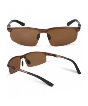 Sports Sunglasses for Men Fashion Semi Frame Polarized Sunglasses DC8188 - Brown Frame Brown Lens - C7186REL2NS $18.50 Sport