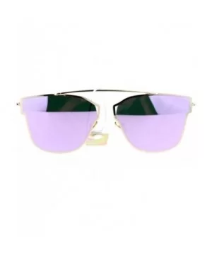 Womens Designer Fashion Sunglasses Thin Metal Frame Flat Rim Flat Lens - Gold (Pink Mirror) - CL188XGWRCY $6.70 Rimless