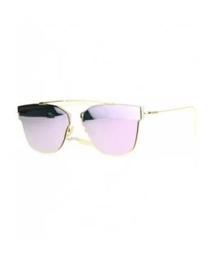 Womens Designer Fashion Sunglasses Thin Metal Frame Flat Rim Flat Lens - Gold (Pink Mirror) - CL188XGWRCY $6.70 Rimless