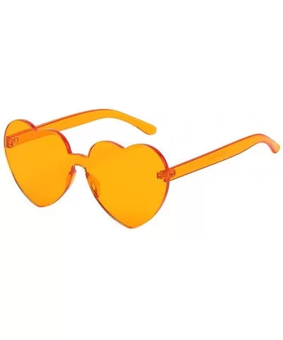 Heart Shaped Rimless Sunglasses Transparent Candy Color Frameless Glasses - Orange - CJ190OK2A2Z $6.32 Oversized