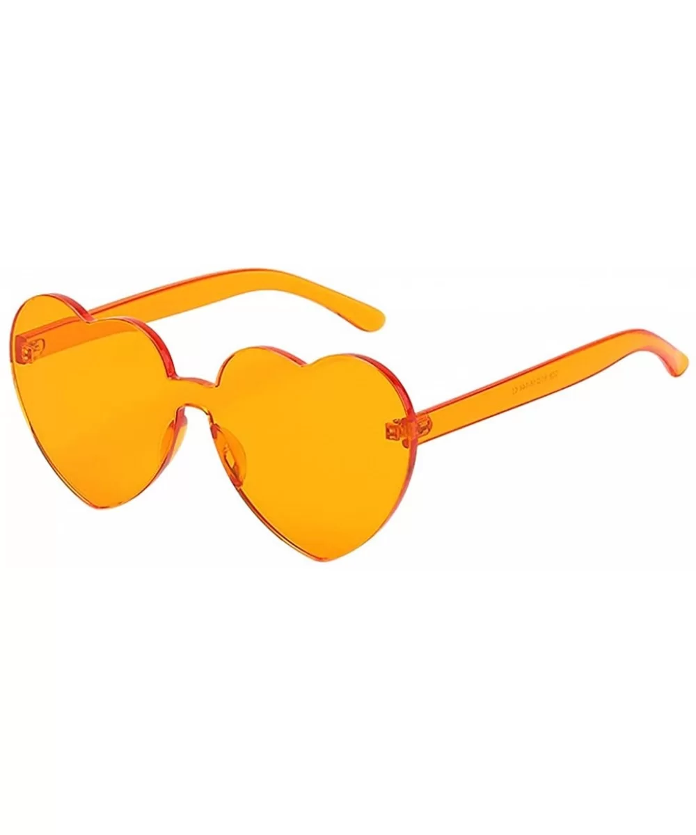 Heart Shaped Rimless Sunglasses Transparent Candy Color Frameless Glasses - Orange - CJ190OK2A2Z $6.32 Oversized