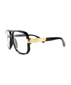 Classic Vintage Retro Swag Indie Hip Hop Rapper DJ Clear Lens Square Glasses - Black & Gold - CI189AQW72K $11.63 Square