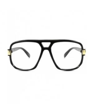 Classic Vintage Retro Swag Indie Hip Hop Rapper DJ Clear Lens Square Glasses - Black & Gold - CI189AQW72K $11.63 Square