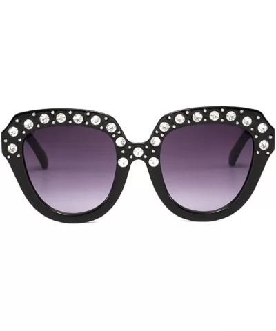 Sunglasses for Women Cat Eye Vintage Sunglasses Retro Oversized Glasses Eyewear Diamond - Black - C918QMZ3759 $7.97 Cat Eye