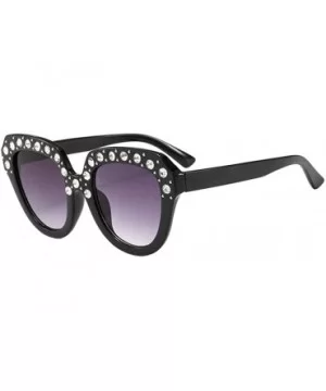 Sunglasses for Women Cat Eye Vintage Sunglasses Retro Oversized Glasses Eyewear Diamond - Black - C918QMZ3759 $7.97 Cat Eye