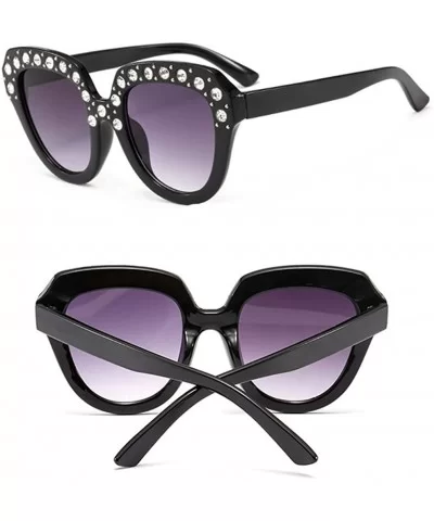 Sunglasses for Women Cat Eye Vintage Sunglasses Retro Oversized Glasses Eyewear Diamond - Black - C918QMZ3759 $7.97 Cat Eye