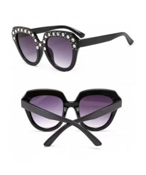 Sunglasses for Women Cat Eye Vintage Sunglasses Retro Oversized Glasses Eyewear Diamond - Black - C918QMZ3759 $7.97 Cat Eye