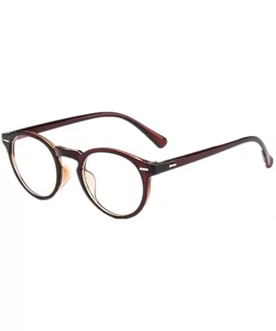 Men Retro Round Eyeglasses Frame Women Optical Glasses Frame Eyewear - Brown - CS183C953U7 $6.66 Semi-rimless